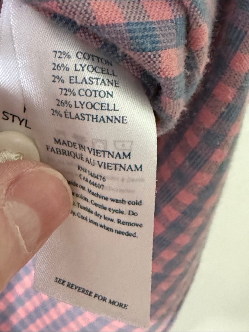 Faherty Pink and Blue Gingham Button-Down Shirt medium - Picture 3 of 8
